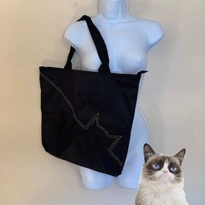 Cat Lady Tote 18x14x2" NWOT store display Nylon embroidered  10" drop Lined